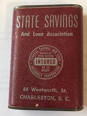 $16 • Buy Vintage Tin Coin Bank “State Savings & Lone” Charleston, SC  (1433)