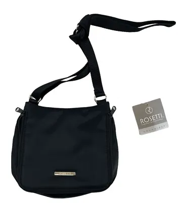 ROSETTI Black Handbag Purse Crossbody Multiple Pockets Organizer ID Credit Cards • $28.75
