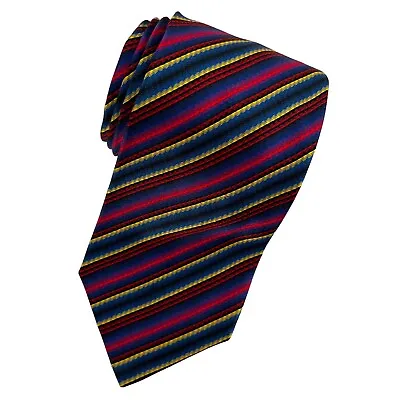 Etro Milano Silk Cotton Neck Tie 58L 3.5W Multicolor Striped Work Made In Italy • $20.99