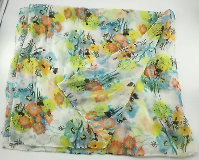 J.Crew Women's Lightweight Semi-Sheer Scarf Colorful Floral Print 21 X76  • $15.29