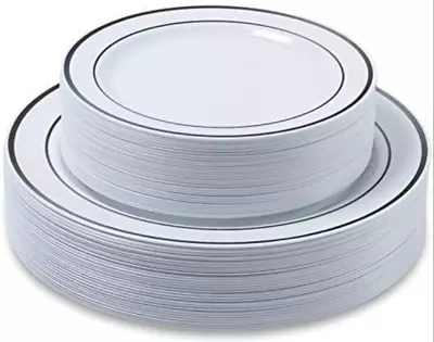 Masterpiece Plastic Plate With Silver Rim Variety Pack 60 Counts. • $56.99