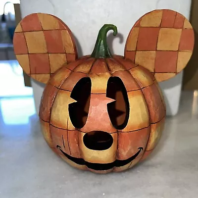 Disney Traditions Jim Shore  Happy Halloween  Mickey Mouse Pumpkin Candle Holder • $37.30