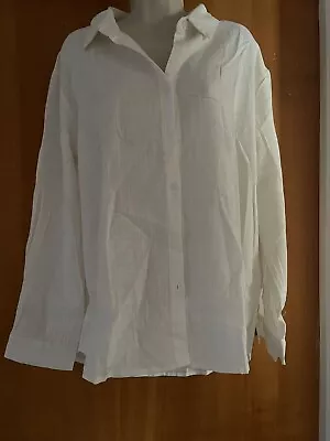 Zereesa Linen Long Sleeve White V-neck Blouse • £6.99