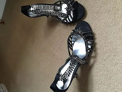 Black Diamonte Unze Sandals Size 4 • £30