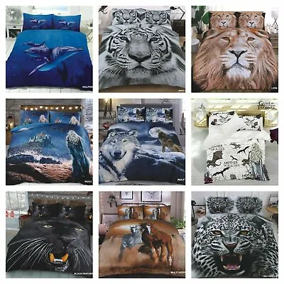 3D Duvet Cover Set Animal Bedding Quilt With Pillowcase Single Double King Sizes • £14.99