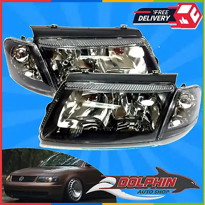 For 1997 2000 VW Passat B5 Black Headlights And Corner Lamps Euro Style  Set • $140