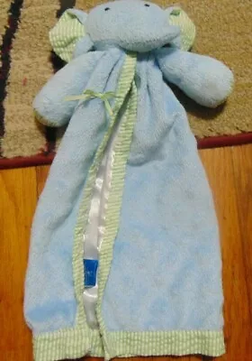  HTF Mud Pie BLUE Elephant Minky Dot Green Stripe Trim Security Baby Blanket  • $39.99