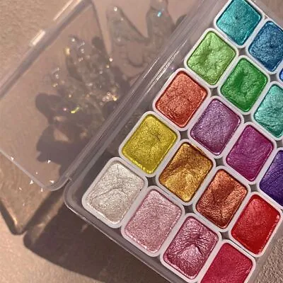 Shine Pearlescent Glitter Watercolor Paints Art Powder Painting Pigments Set • £8.84