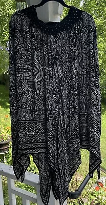 Amazing Bila Boho Maxi Black White Scarf Handkerchief Hem Elastic Waist Skirt M • $25