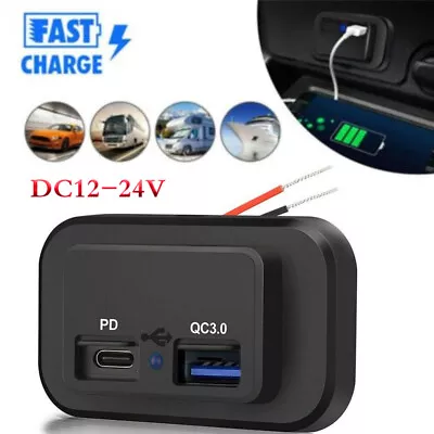 Car Dual USB Charger Quick Charge PD QC 3.0 Socket Power Outlet Adapter12V-24V • $16.52