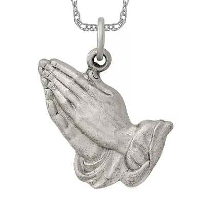 925 Sterling Silver Vintage Jesus Praying Hands Lord Serenity Prayer Necklace... • $169