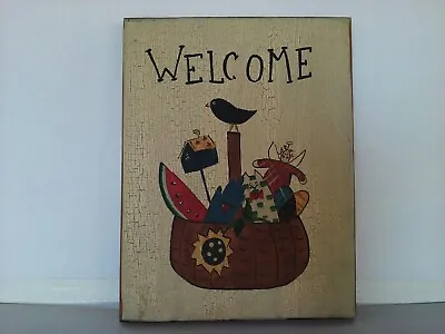 Vintage Welcome Wooden Wall Hanging Sign Farmhouse / Country Kitchen Decor • $19.99