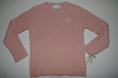 $176 NEW LUXURIOUS Marie Chantal PINK ROSE Girls Kids Cabled Cashmere Sweater 4 • $95