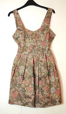 £8 • Buy Brown Grey Pink Floral Ladies Casual Skater Dress Size S By Wal G Made In Italy