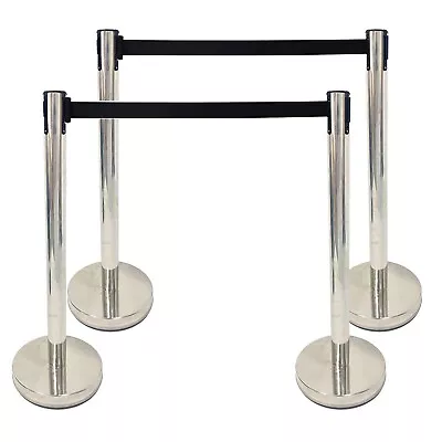 £49.99 • Buy 4 Pcs Heavy Duty Retractable Crowd Control Barrier With 4 Belt Strip 2.5 M
