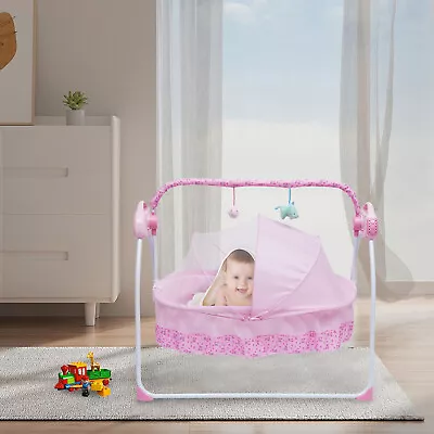 USB Electric Baby Crib Shaker Cradle Swing Sleep Bed Rocking Chair W/Music&Toys • £74.10