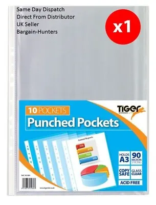 A3 Portrait LANDSCAPE Punched Pockets (90 Micron) - Ring Binder Sleeves Wallets • £3.99