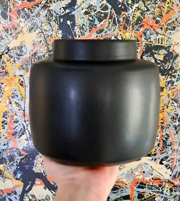 Vintage Bret Bortner Black Matte Glaze Terracotta Vase Canister 6.5  RARE • $46.50