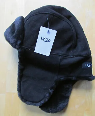 UGG Hat Trapper Aviator Sheepskin Shearling Black L/XL Unisex New • $124.99