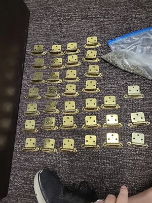 $35 • Buy Lot Of 34 Vintage Brass Finish Cabinet Hinges With Screws