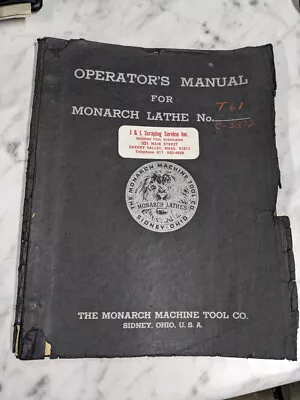 Monarch Operator Manual Service Parts List Book Engine Lathe C-5872 T61 • $175