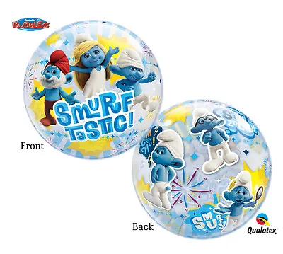 $14.99 • Buy Smurf-Tastic Smurfs Bubbles Large 22  Balloons Qualatex Helium Set Of 2 Party