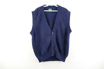 Vtg 90s Streetwear Grunge Mens Medium Cotton Knit Button Cardigan Sweater Vest • $53.95