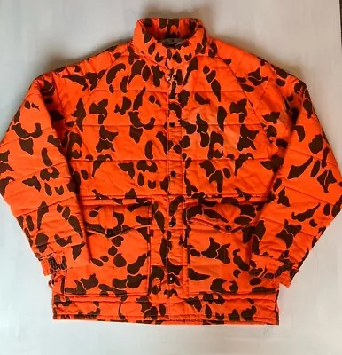 Vintage  Orange Blaze Camo Weather King Outerwear Hunting Coat Jacket Large • $55