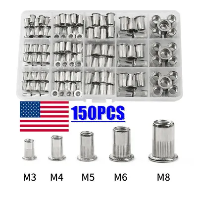 150Pcs M3-M8 Rivet Nuts Stainless Steel Threaded Insert Nut Nutsert Rivnuts • $19.97