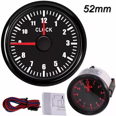 52mm Black Clock Gauge Modified 12Hours Show Clock Meter Hour Meter For Car Boat • $34.48