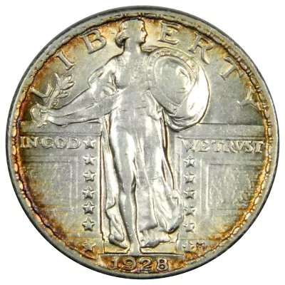 1928 Standing Liberty Quarter ~ Nice Rim Tone Au/bu About Uncirculated! • $69.95