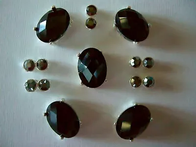 2 Hole Slider Beads Cabochon Ovals & Crystals (Cabachon) Charcoal Gray #10 • $7.95