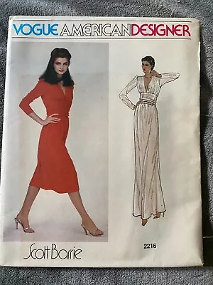 Vintage Vogue American Designer Pattern #2216 By  Scott Barrie  Size12 • $9.95