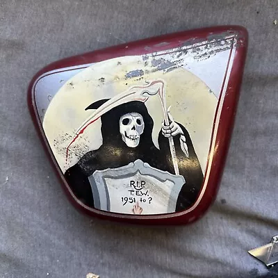 2002 Triumph Bonneville Side Cover Panel Fairing Grim Reaper Custom Skull • $55