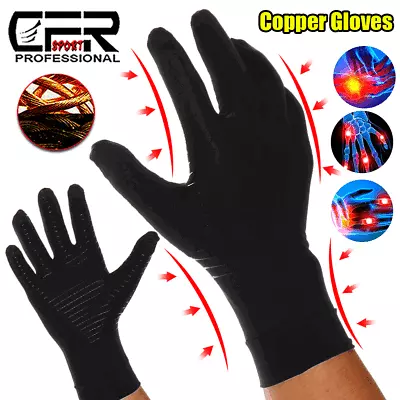 Copper Arthritis Gloves Compression Wrist Hand Support Brace Carpal Tunnel Sport • $6.98