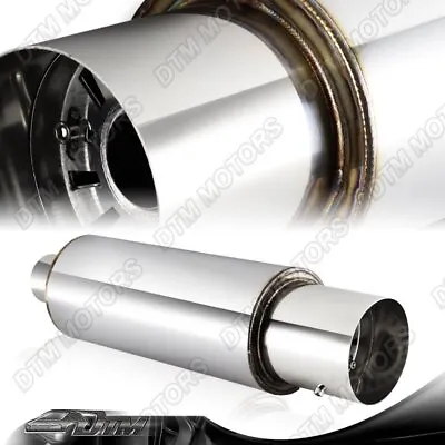 Universal 4  N1 Style Flat Tip Stainless Steel Muffler With 2.5  Inlet +Silencer • $35.99