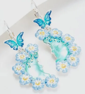 KIRKS FOLLY Forget Me Not Butterfly Goddess Moon Shadow Pierced Earrings  Silver • $31.95