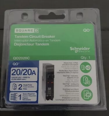 Square D Schneider QO 20 Amp Tandem Circuit Breaker QO2020C 🔥New In Box🔥 • $42.99