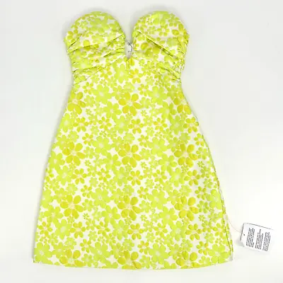 New Miss Selfridge Occasion Jacquard Plunge Mini Dress Size 0/US Lime MSRP $90 • $35.70