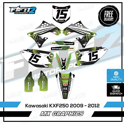 Mid Range Kawasaki KXf 250 2009 2010 2011 2012 Motocross Graphics Kit Decals • £62.99