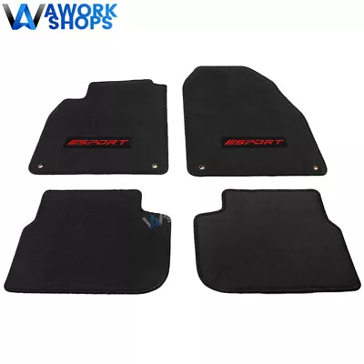 For 03-11 Saab 9-3 Black Nylon Floor Mats Front Rear Carpets W/ Red Sport • $58.99