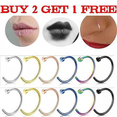 Nose Ring Open Tragus Helix Cartilage Hoop Ear Surgical Septum Piercing Fake • £1.99