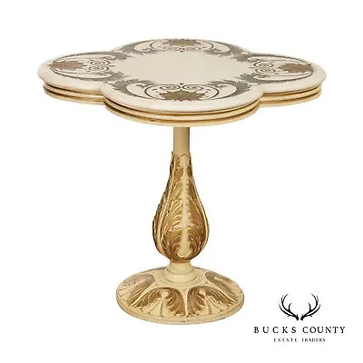 Italian Florentine Style Marble Top Pedestal Occasional Table • $795