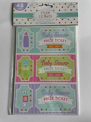 Brand New Amscan Baby Shower Prize Tickets - 16 Sheets Of 3....48 Ct. • £3.29