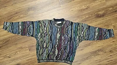 90s Vintage COOGI 3D Knit Cotton Dark Color Size M • $31