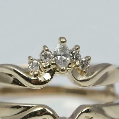 Enhancer Guard Wrap Ring 1.5Ct Marquise Natural Moissanite 14KYellow Gold Plated • $134.99