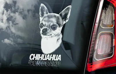 £3.99 • Buy Chihuahua Car Sticker - Dog On Board Smooth Coat Window Bumper Decal Gift V3