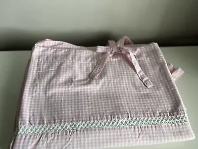 Pretty Laura Ashley Pink Gingham Tie Top Cotton Curtains • £55