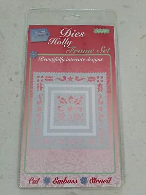 SWEET DIXIE Sue Dix HOLLY Frame Set Dies CHRISTMAS Cut Emboss Stencil BNIP • £9.99