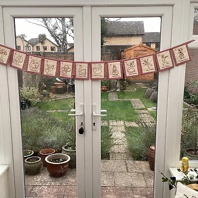 £20 • Buy Xmas Bunting 12 Days Of Christmas Embroidered Squares Hand Made 87 Inches/7 Feet